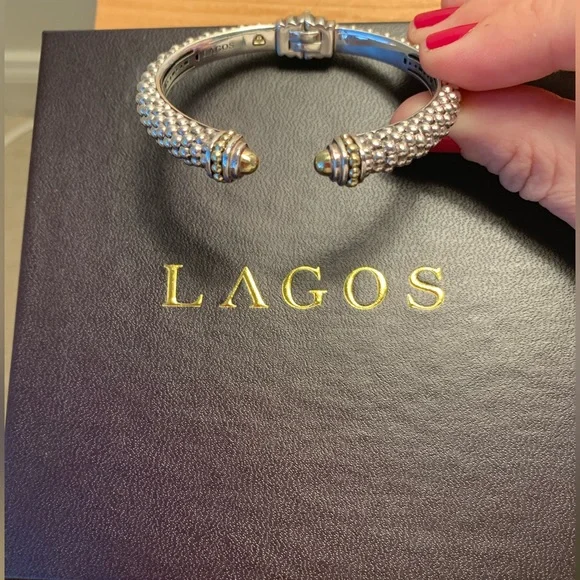 LAGOS Two Tone Cuff Bracelet. - Picture 2 of 7